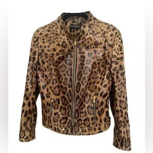 Dolce & Gabbana genuine leather Leopard Print Jacket, US2-4